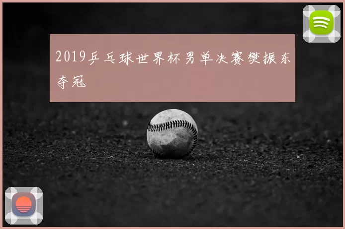 2019乒乓球世界杯男单决赛樊振东夺冠