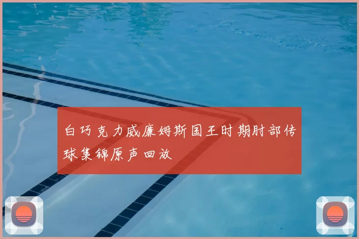 白巧克力威廉姆斯国王时期肘部传球集锦原声回放